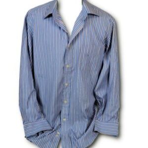 Faconnable Mens Striped Blue Dress Shirt Size: 4 /
